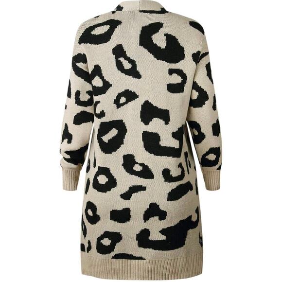 Vestidos open front leopard print duster women’s medium w/2 hip pockets - Picture 6 of 9